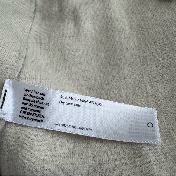 Eileen Fisher Merino Wool High Collar Long Sleeve Open-Front Raw Hem Cardigan - Picture 11 of 11